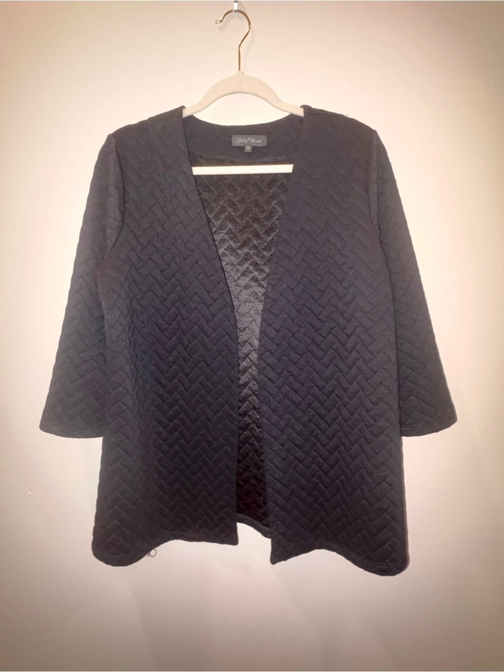 Slinky Brand Black Quilted Open Cardigan